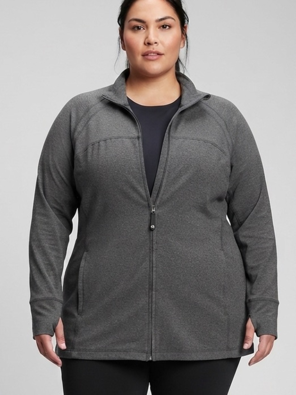 ACTIVE ZONE Charcoal Gray Zip-Front Lightweight Jacket size 5X